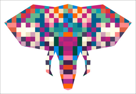 Animal head elephant triangular pixel icon , geometric trendy line design. Vector illustration ready for tattoo or poster. Animal Africa - elephant.のイラスト素材