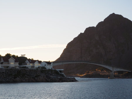 Harbour fishing boat house norway.Polar circle.Norway.の写真素材