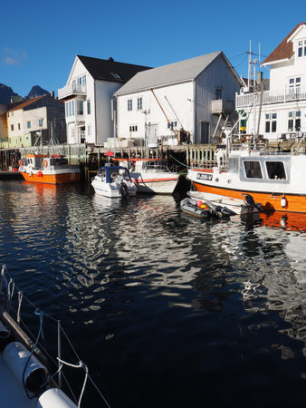View of the marine in Norway. Sailing yacht. Norwegian fjord.のeditorial素材