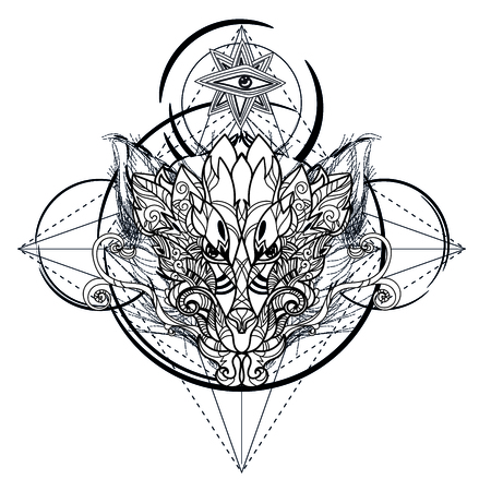 Dragon head hand drawn sketch.のイラスト素材