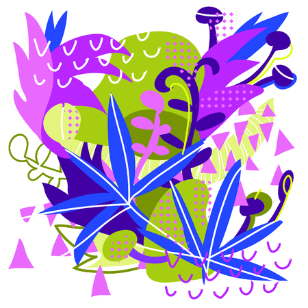 Abstract floral elements paper collageのイラスト素材