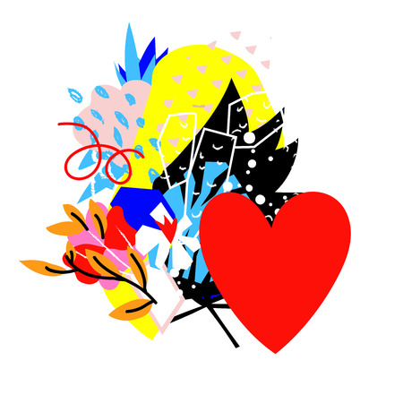Abstract floral elements paper collageのイラスト素材