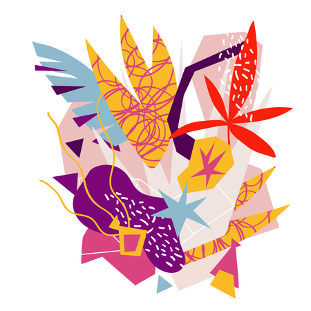 Abstract floral elements paper collage.のイラスト素材