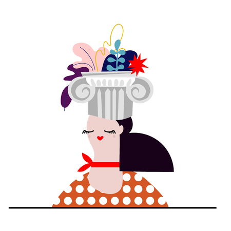 Illustration of a Female Interior Designer with ideasのイラスト素材
