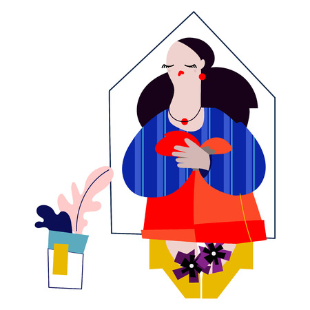 Illustration of a Female Interior Designer with ideasのイラスト素材
