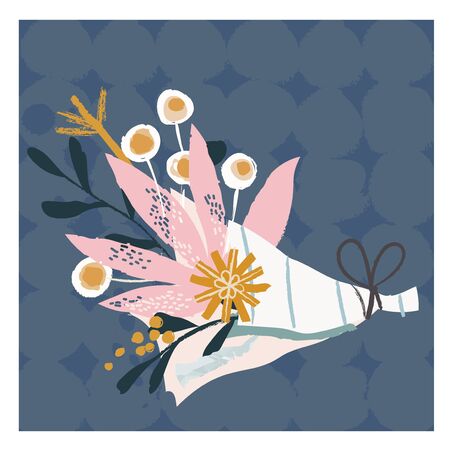 Vector illustration of beautiful bridal bouquet.Vector illustration hand drawn.のイラスト素材
