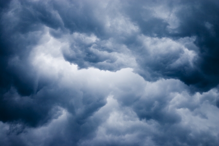 Ominous dark clouds during stormの写真素材