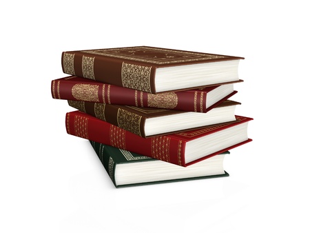 Stack of classic books isolated on whiteの写真素材