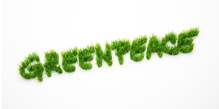 Grass greenpeace symbol isolated on white backgroundの写真素材