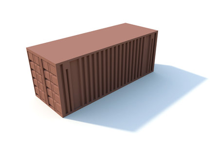 Red freight container isolated on white