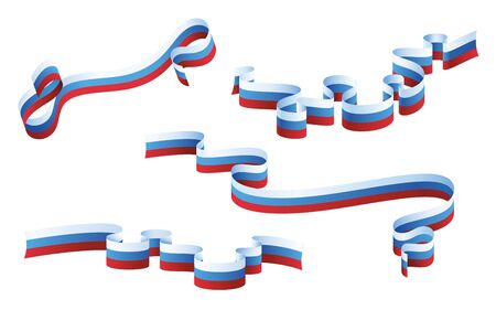 Russia flag ribbons collection isolated on white background. Vector illustrationのイラスト素材