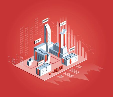Economic crisis concept. Vector isometric illustration.のイラスト素材