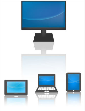electronic digital devices computer,laptop,tablet with display vector concept of reflectのイラスト素材