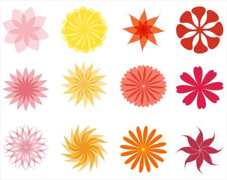 set of colorful flowersのイラスト素材
