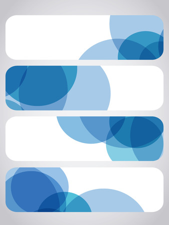 set of four banner blue circle or round abstract headerのイラスト素材