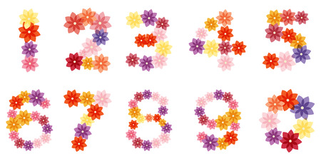 colourful flower numbers or font vector styleのイラスト素材
