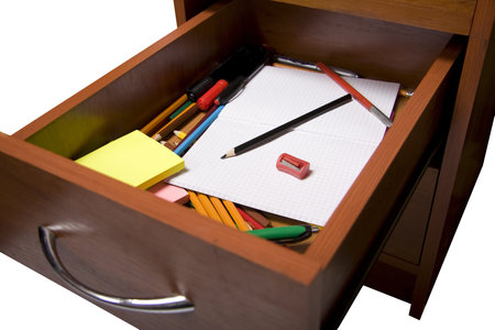 Number of office tools in the toolboxの写真素材