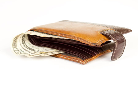 purse with dollar bills