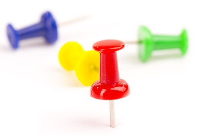 Multicolored clips isolated on whiteの写真素材