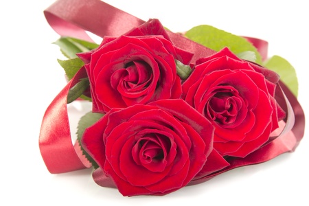 Decorated red roses isolated on white backgroundの写真素材