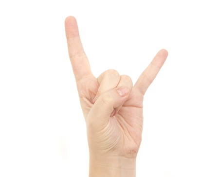 Hand gesture isolated on white backgroundの写真素材