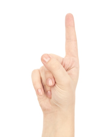 Hand gesture isolated on white backgroundの写真素材