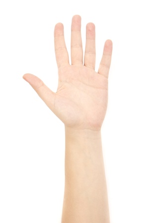 Hand gesture isolated on white backgroundの写真素材