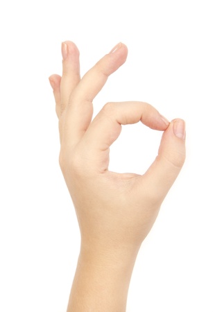 Hand gesture isolated on white backgroundの写真素材
