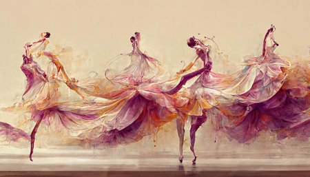 Dancing ballerina in a pink tutu. Photo in old color image style.の素材