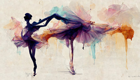 Beautiful ballerina in a tutu. Digital watercolor painting.の素材