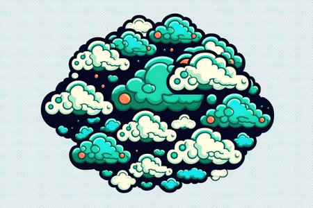 Clouds in the sky. Hand-drawn illustration. Vector.の素材