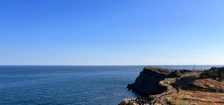 Panoramic view of Cabo da Roca, Portugal.の写真素材