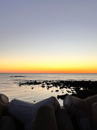 Sunset on the beach of La Palma, Canary Islands, Spainの写真素材