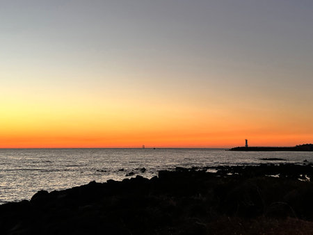 Sunset on the Atlantic Ocean in Tenerife Canary Islands Spainの写真素材