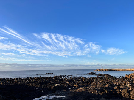 Lighthouse on the Atlantic Ocean in Tenerife Canary Islands Spainの写真素材