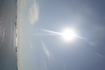 Beautiful view of the sea and the sky with clouds on a sunny dayの写真素材