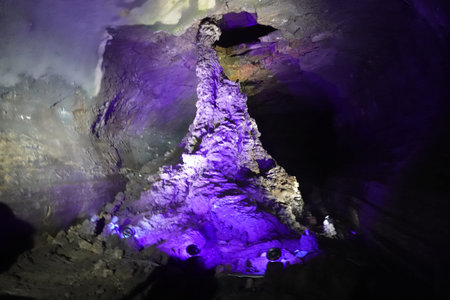 Interior of a beautiful cave with stalactites and stalagmites