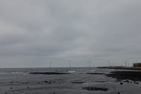 wind turbines on the coast of the island of Lanzarote, Canary Islands