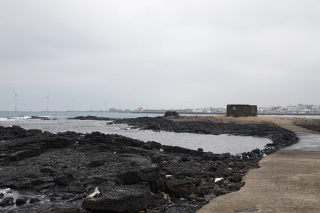Dry Lava Coast Beach in a Cloudy Day in Canary Islands