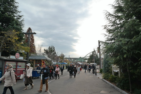 Unidentified people walking in Kamakura, Japanの写真素材