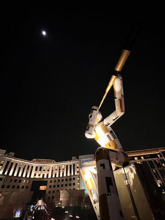 Futuristic robot in Barcelona at night