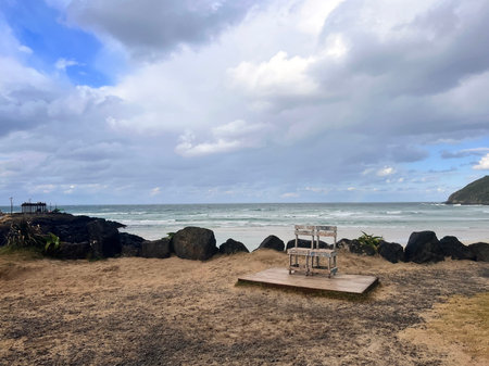Chair on the beach of Koh Samui, Thailand. The concept of summer vacation.の写真素材