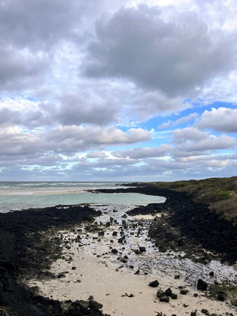 View of the beach on the island of Lanzarote, Canary Islands, Spain