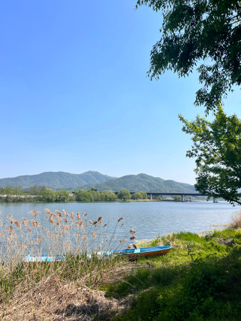 landscape of lake and mountains in south korea,Daejeon\\"\"\""の写真素材