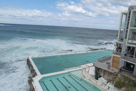 View of the ocean from the deck of a cruise ship on the Pacific Oceanの写真素材