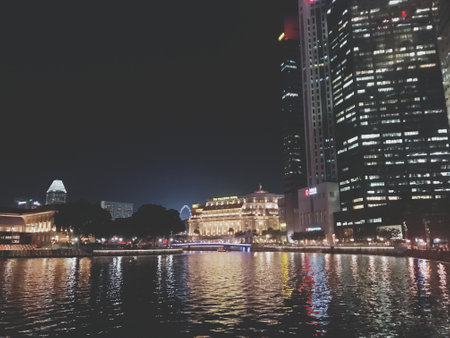 Shanghai Lujiazui Finance and Trade Zone at nightの写真素材