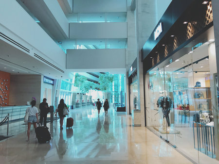 Interior of a modern shopping mall. Shallow depth of field