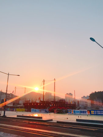 Beijing cityscape at sunset.の写真素材