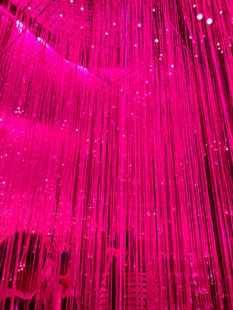 Fiber optic fibers. Red background. 3d rendering, 3d illustration.