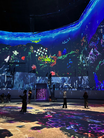 Unidentified people visit the world pavilion at World Expo 2015 in Pattaya, Thailand.
